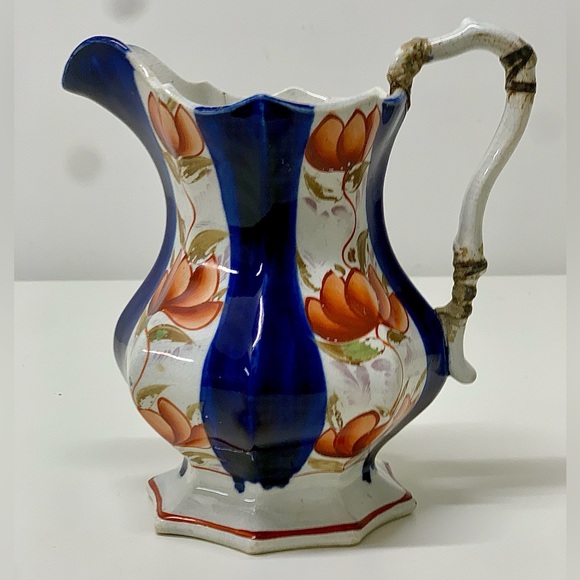 19th Century Antique Gaudy Welsh Glamorgan Pattern Footed Octagonal Luster Jug - Picture 8 of 13